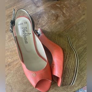 Verona Coral Peep-Toe Wedge Sandals